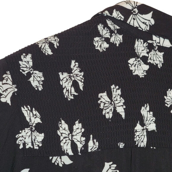 Anthropologie Maeve Black White Bow Print Shirt Long Sleeve Feminine Blouse 4 - Picture 10 of 16